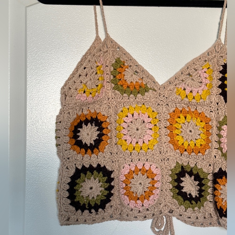 Beautiful Handmade Granny Square crochet crop tank